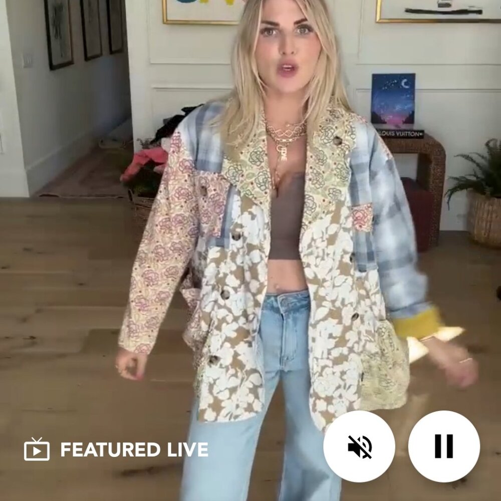 Blue velvet patchwork detail jacket